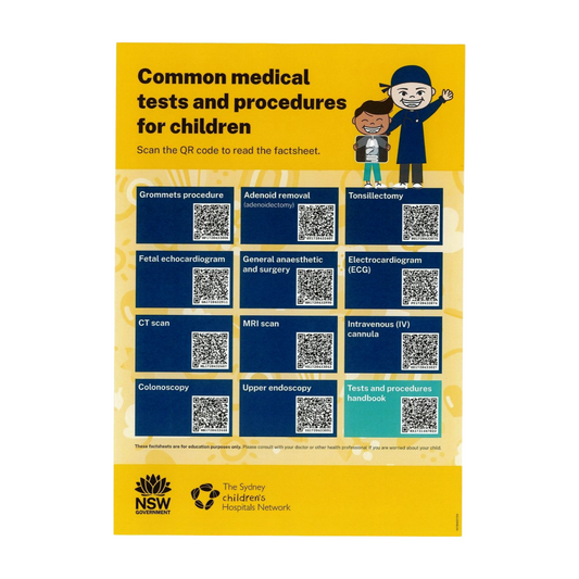 Common medical tests and procedures for children QR Code Poster Download Resource - PDF