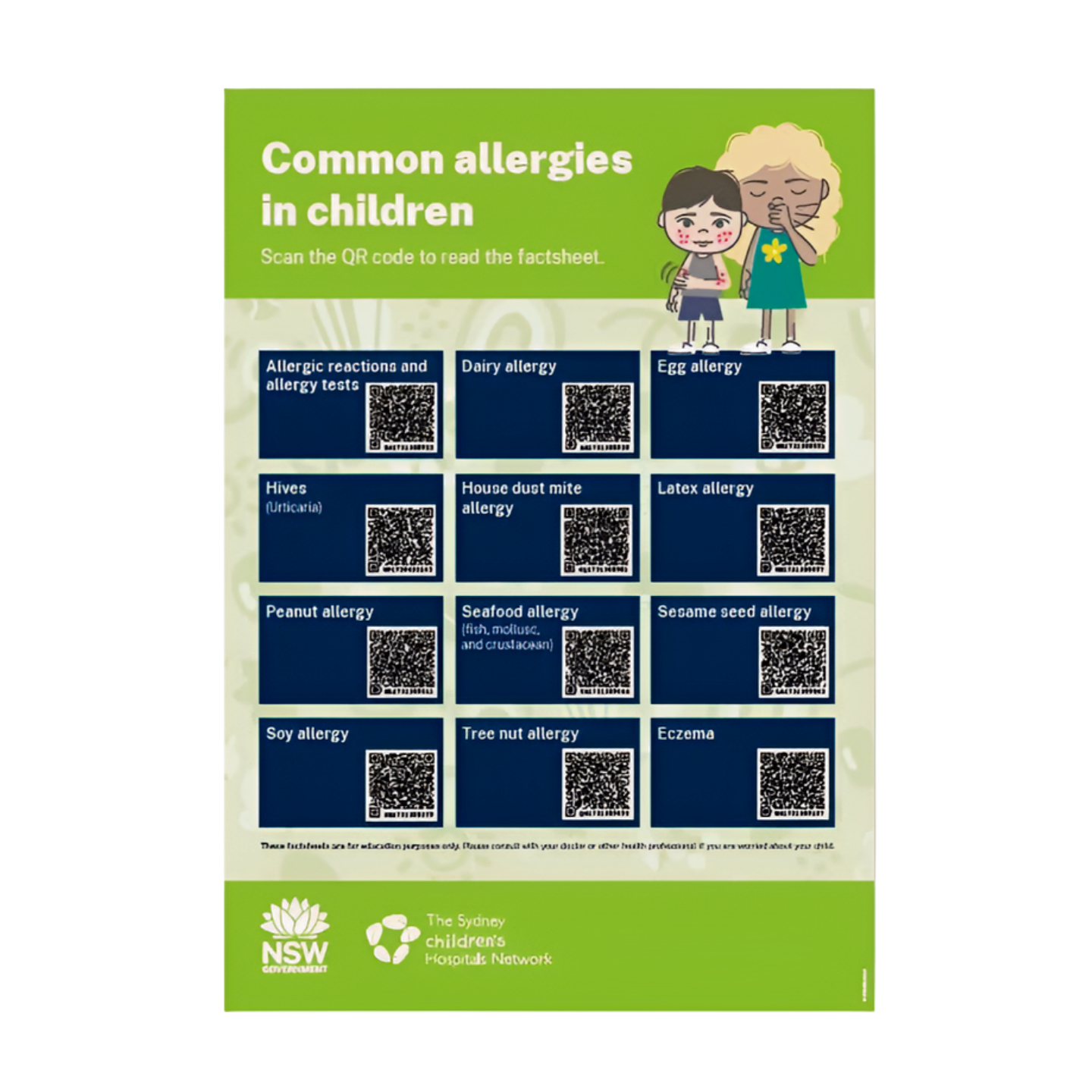 Common allergies QR Code Poster Download Resource - PDF