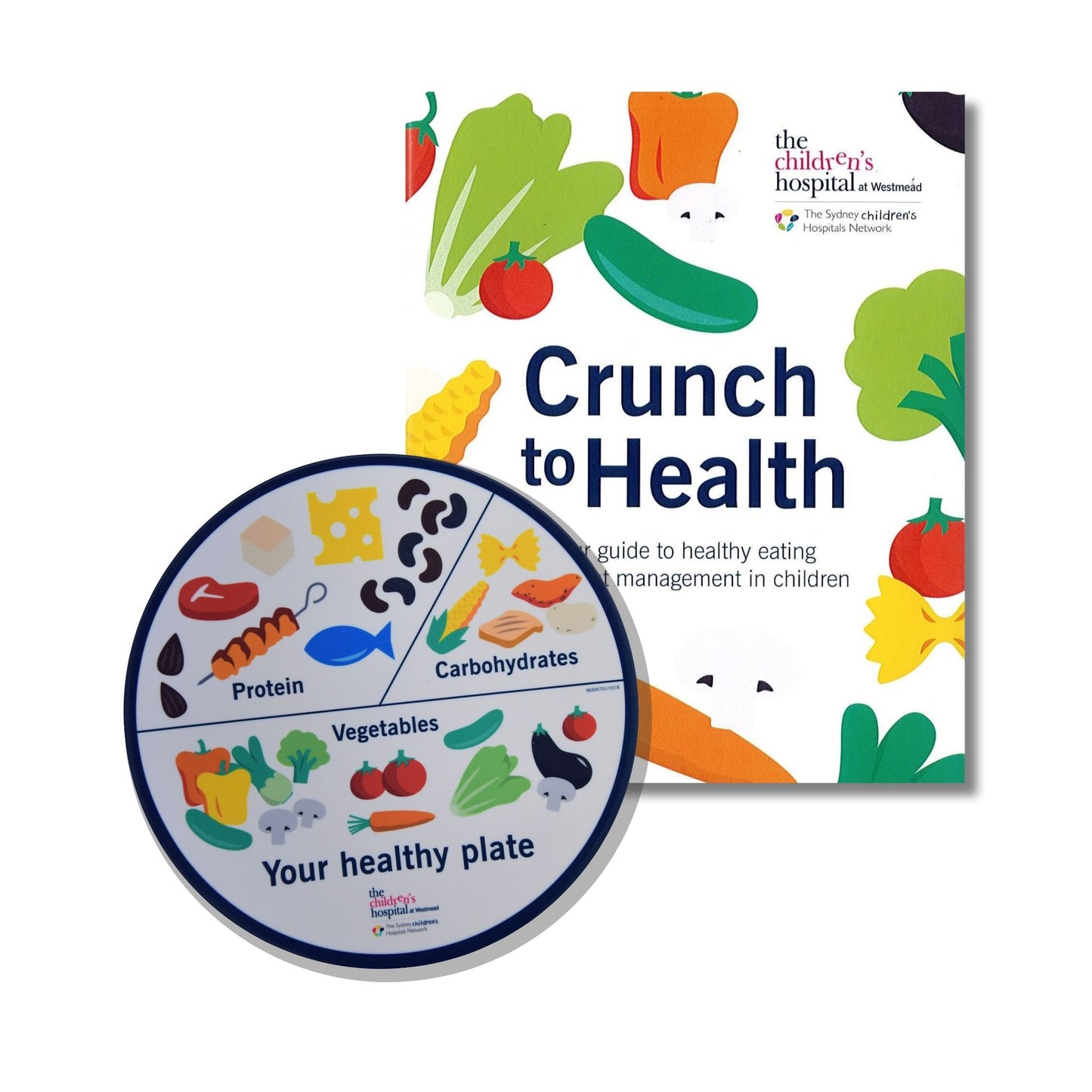 The Healthy Portion Melamine Plate plus “Crunch to Health Booklet”