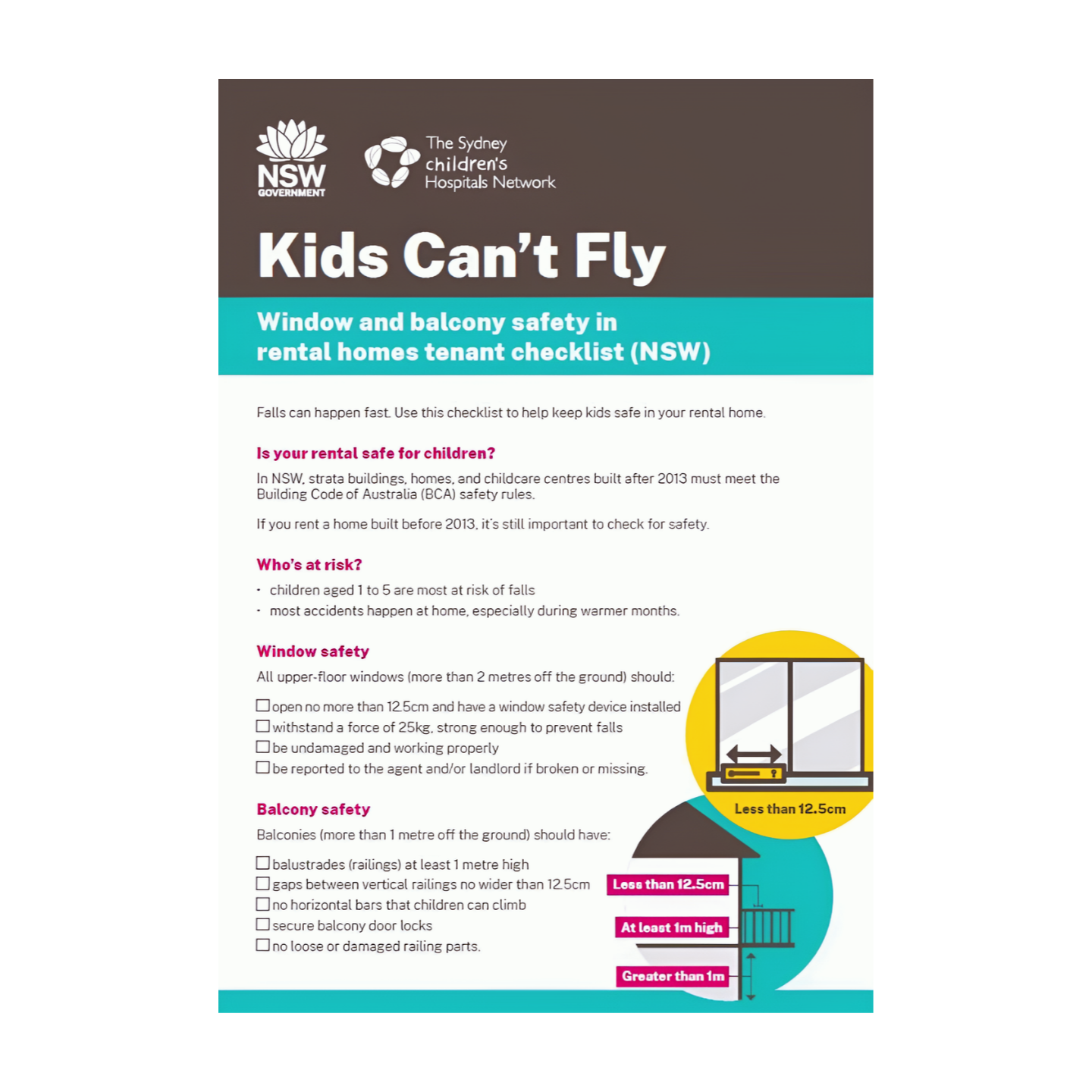 Kids Can’t Fly – Safety Checklist for Rental Homes (NSW) - Download Resource - PDF