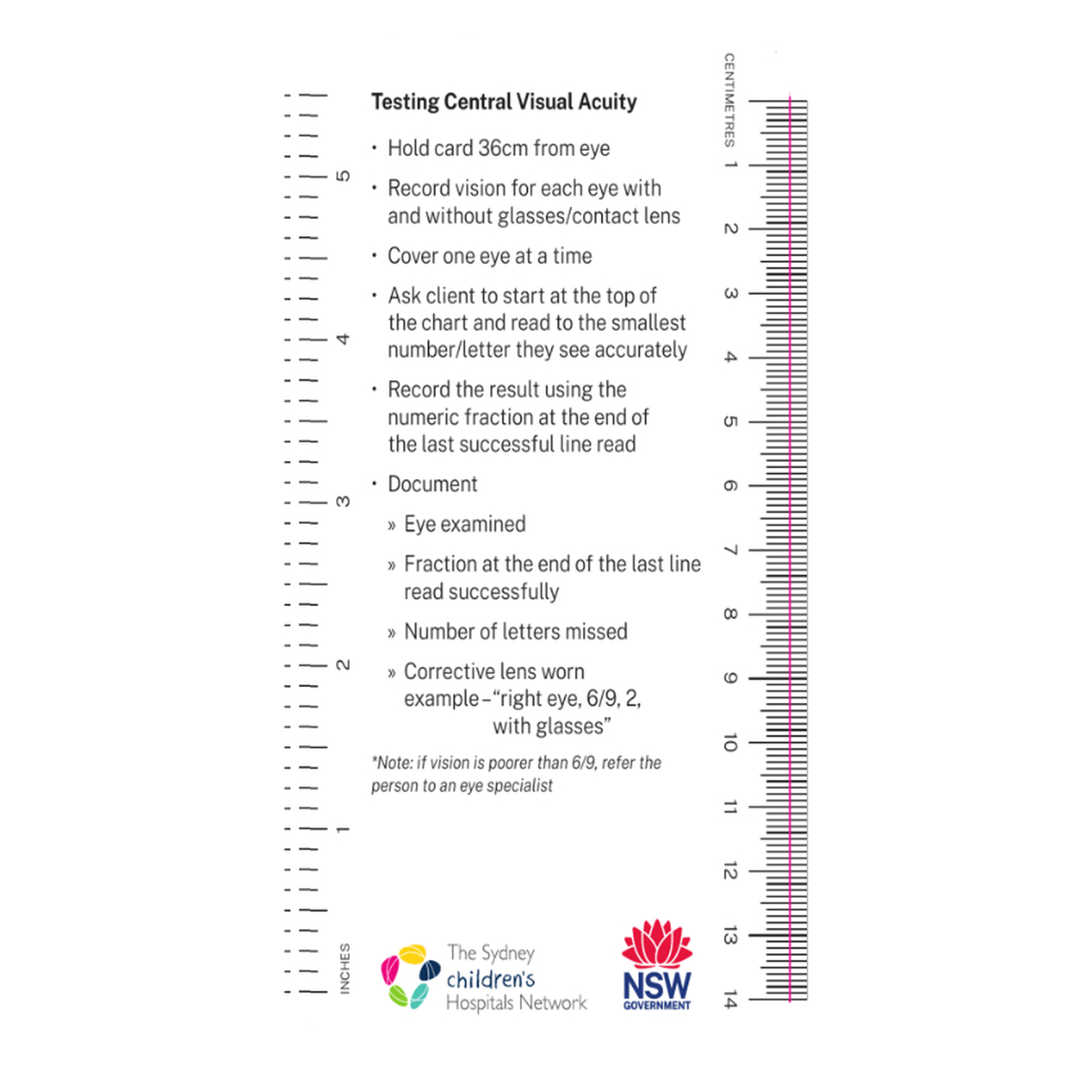 FRACP Candidate Exam - Handheld Acuity Charts - Laminated
